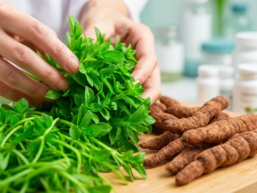 Selección de ingredientes botánicos frescos